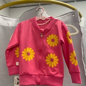 Pink Jacket with Yellow Smiley Flowers